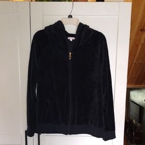 Vintage Juicy Couture Black Velour Zip Hoodie Jacket